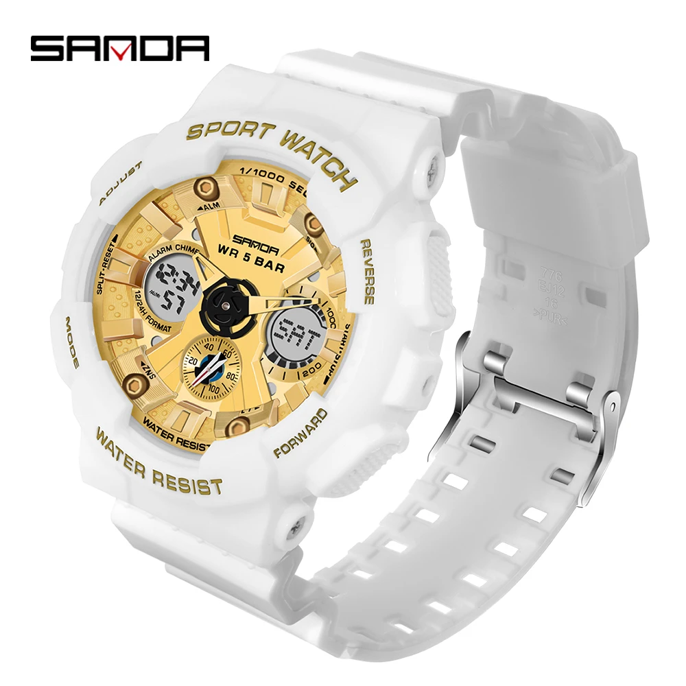 Sanda Women's Quartz Watches 2021 Waterproof Analog Clock Luxury Casual Dual Display Sports Ladies Wristwatch Montre Femme 6033
Sanda Women's Quartz Watches 2021 Waterproof Analog Clock Luxury Casual Dual Display Sports Ladies Wristwatch Montre Femme 6033