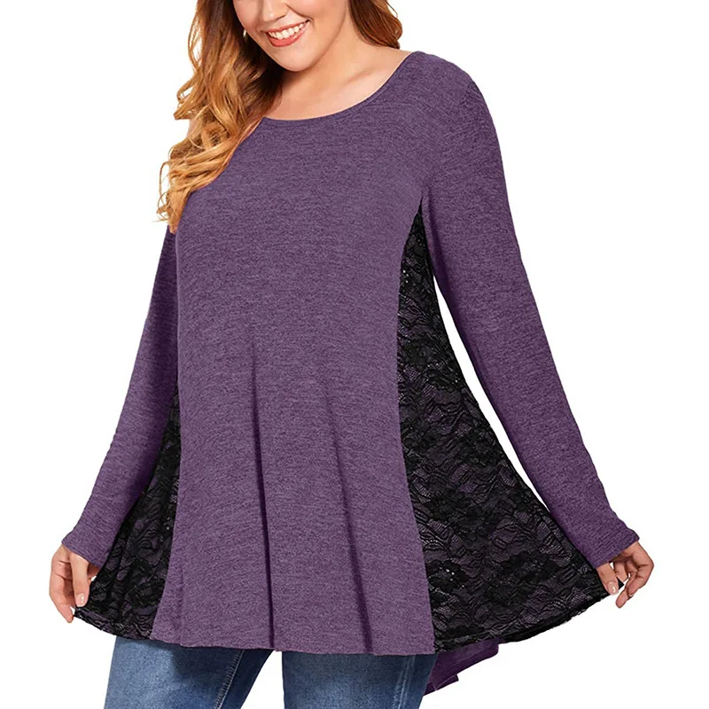 2022 Spring Autumn Long Sleeve Blouse Tee Shirt Women 6XL Plus Size Flowy Tops Lace Patchwork Loose Oversized Long Peplum Tops
2022 Spring Autumn Long Sleeve Blouse Tee Shirt Women 6XL Plus Size Flowy Tops Lace Patchwork Loose Oversized Long Peplum Tops