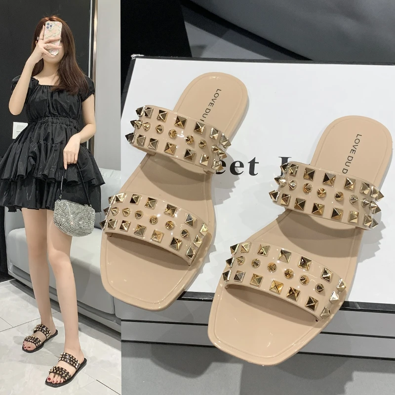 Ladies Rivet Slippers Big Size Female Shoes Women Flip Flops Summer New 2022 Outside Indoor Square Toe Beach Slides Black Flats
Ladies Rivet Slippers Big Size Female Shoes Women Flip Flops Summer New 2022 Outside Indoor Square Toe Beach Slides Black Flats