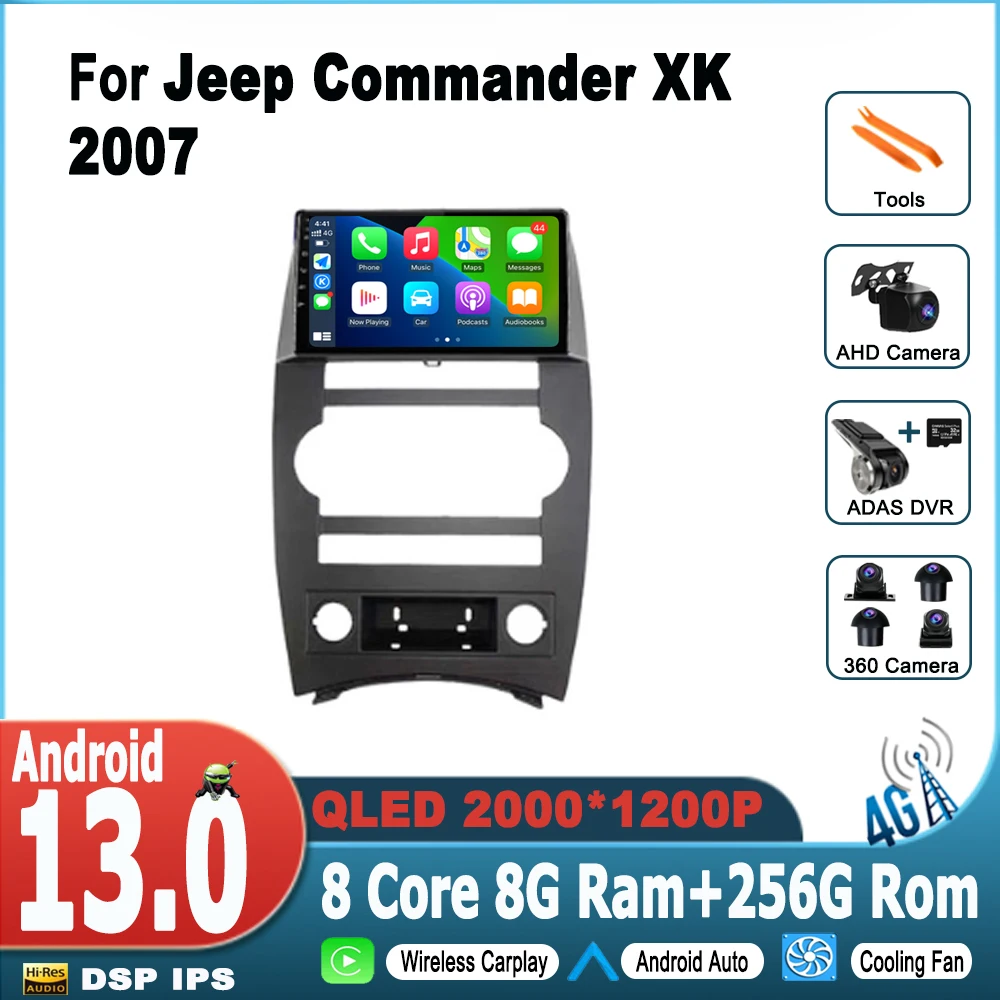 

2 Din Android Auto Radio For Jeep Commander XK 2007 GPS Navi Multimedia Player Stereo Carplay DSP No 2din DVD Head Unit