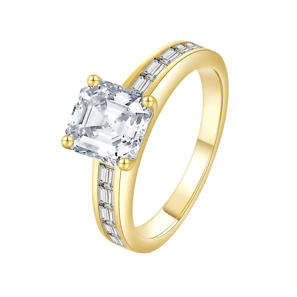 14k Gold 7*7mm Asscher Cut Square High Carbon Diamond Ring Women's Sterling Silver Wedding Engagement Luxury Party Gift 
14k Gold 7*7mm Asscher Cut Square High Carbon Diamond Ring Women's Sterling Silver Wedding Engagement Luxury Party Gift