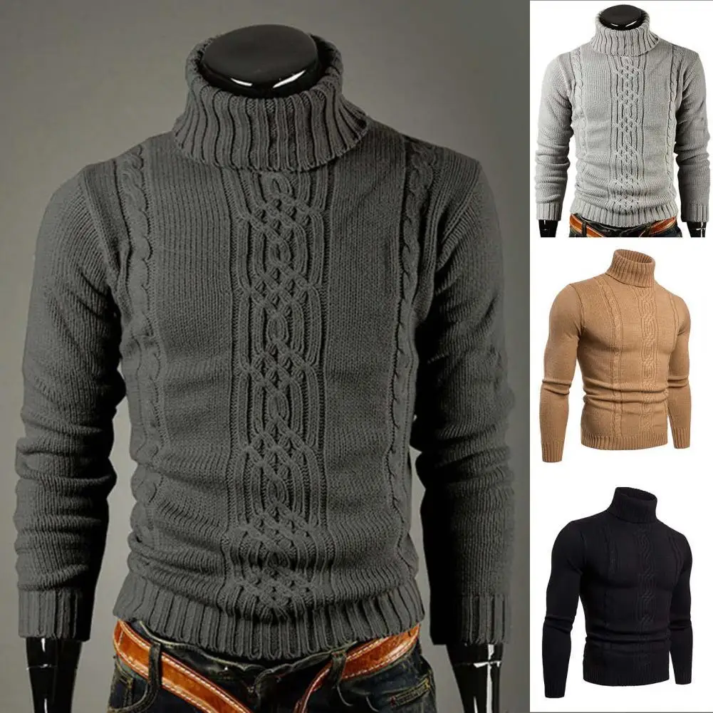 Leisure Men Slim Sweater Ribbed Cuffs Leisure High-necked Solid Color Warm Knitted Tops Daily Wear Casual Skinny Male Sweater
Leisure Men Slim Sweater Ribbed Cuffs Leisure High-necked Solid Color Warm Knitted Tops Daily Wear Casual Skinny Male Sweater