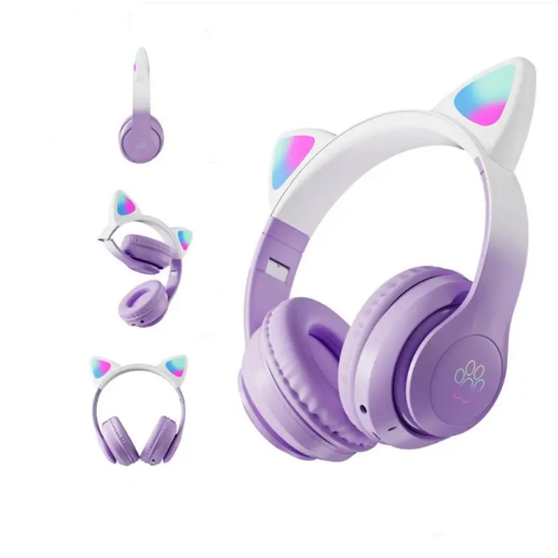 Wireless Headphones Cat Ear LED Light Up Bluetooth-compatible Earphones Over Ear Microphone for Online Distant Learning 
Wireless Headphones Cat Ear LED Light Up Bluetooth-compatible Earphones Over Ear Microphone for Online Distant Learning
