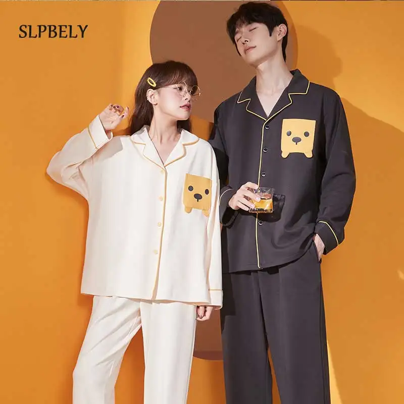 SLPBELY Cotton Couple Pajamas Set Homesuit Spring Cute Cartoon Lapel Couple's Nightwear Pyjamas Mens Womens Loungewear Sleepwear
SLPBELY Cotton Couple Pajamas Set Homesuit Spring Cute Cartoon Lapel Couple's Nightwear Pyjamas Mens Womens Loungewear Sleepwear