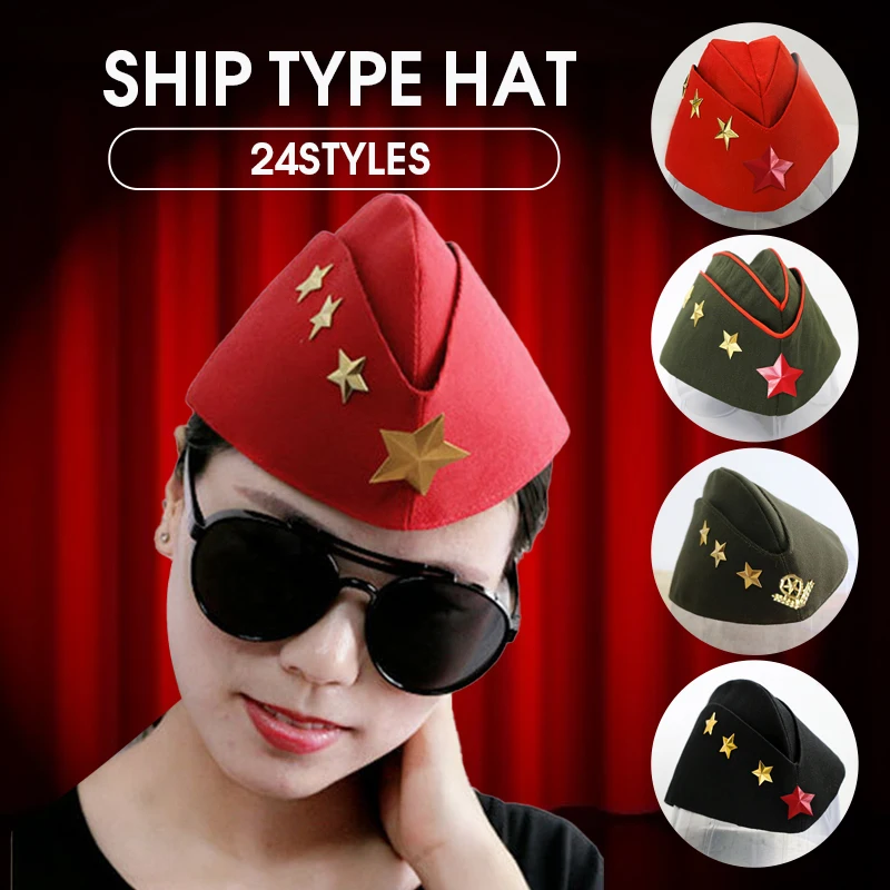 Unisex Military Cap Sailor Hat Russian Army Cap Dance Boat Caps Pentagram Soviet Badge Navy Hats Party Cosplay Berets Cap
Unisex Military Cap Sailor Hat Russian Army Cap Dance Boat Caps Pentagram Soviet Badge Navy Hats Party Cosplay Berets Cap