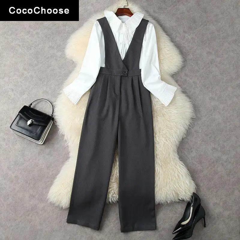 Fashion Women Clothes Spring 2022 Elegant Ruffles Collar White Top Chiffon Shirts and Jumpsuit Pants Sets Office Trouser Suits
Fashion Women Clothes Spring 2022 Elegant Ruffles Collar White Top Chiffon Shirts and Jumpsuit Pants Sets Office Trouser Suits