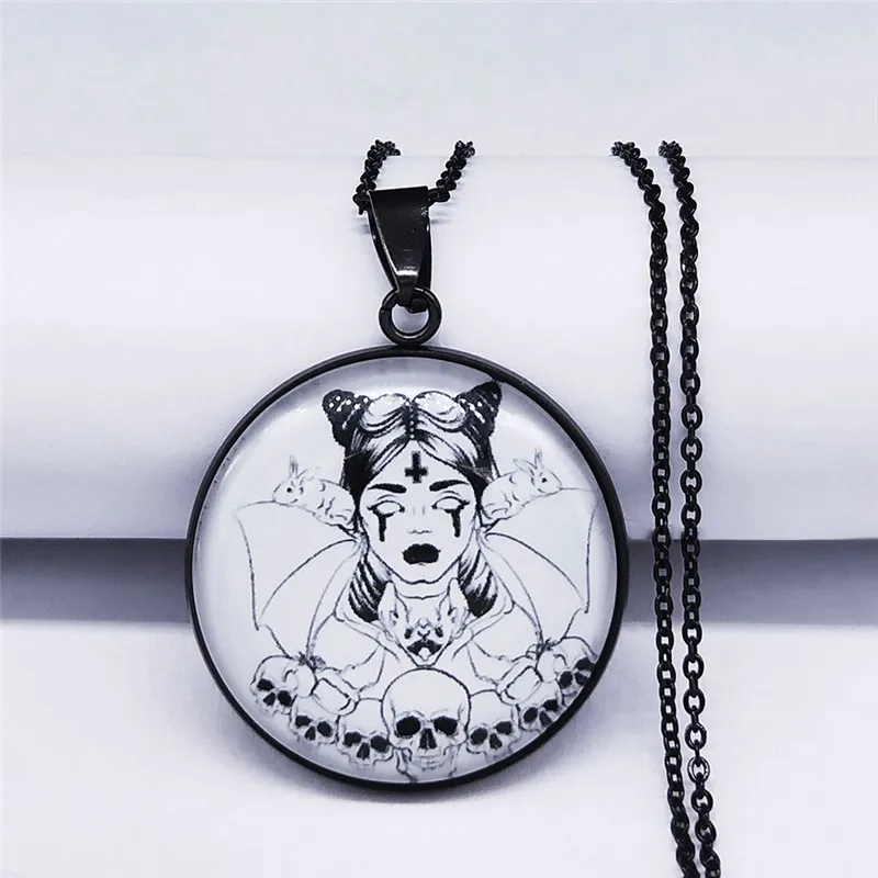 Goth Vampire Skull Stainless Steel Chain Necklaces Women Black Color Statement Necklace Jewelry cadenas de acero inoxidab NXS07
Goth Vampire Skull Stainless Steel Chain Necklaces Women Black Color Statement Necklace Jewelry cadenas de acero inoxidab NXS07
