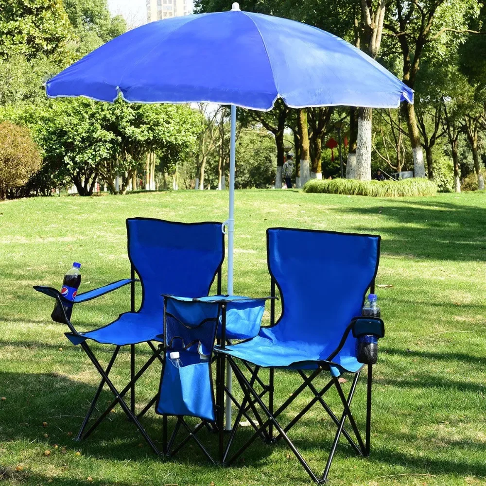 Portable Folding Picnic Double Chair W/Umbrella Table Cooler Beach Camping Chair Outdoor Furniture OP70621BL
Portable Folding Picnic Double Chair W/Umbrella Table Cooler Beach Camping Chair Outdoor Furniture OP70621BL