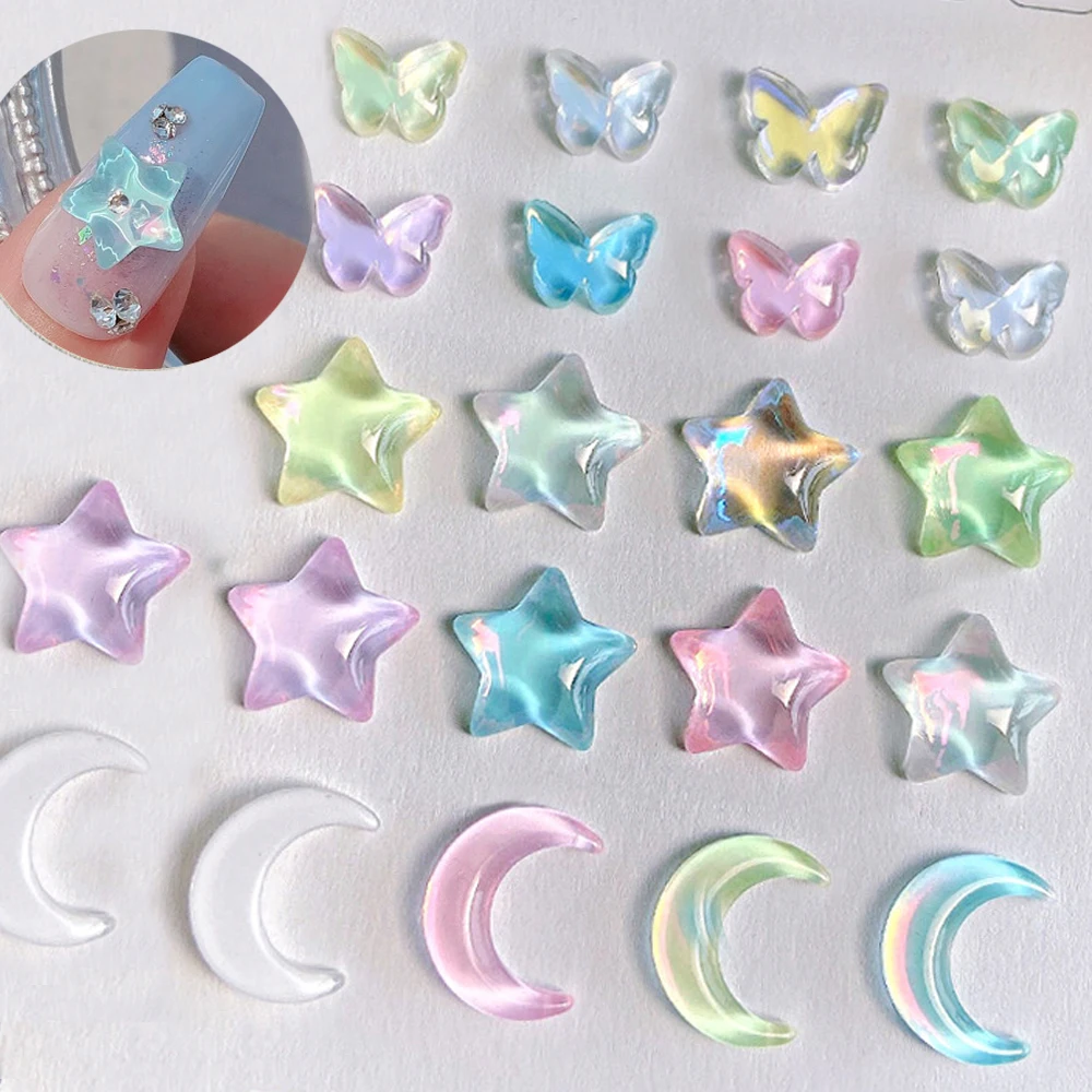 10Pcs Crescent Moon Nail Art Charm 3D Resin Ice Clear Crystal Butterfly Moon Star Nail Art Decorations DIY Manicure Accessories
10Pcs Crescent Moon Nail Art Charm 3D Resin Ice Clear Crystal Butterfly Moon Star Nail Art Decorations DIY Manicure Accessories