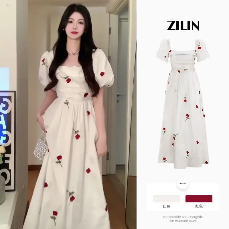 White Print Summer New Style Dress A Square Neck Rose Loose Robe (M-XXXXL) Plus Size Women's Top Dress
White Print Summer New Style Dress A Square Neck Rose Loose Robe (M-XXXXL) Plus Size Women's Top Dress