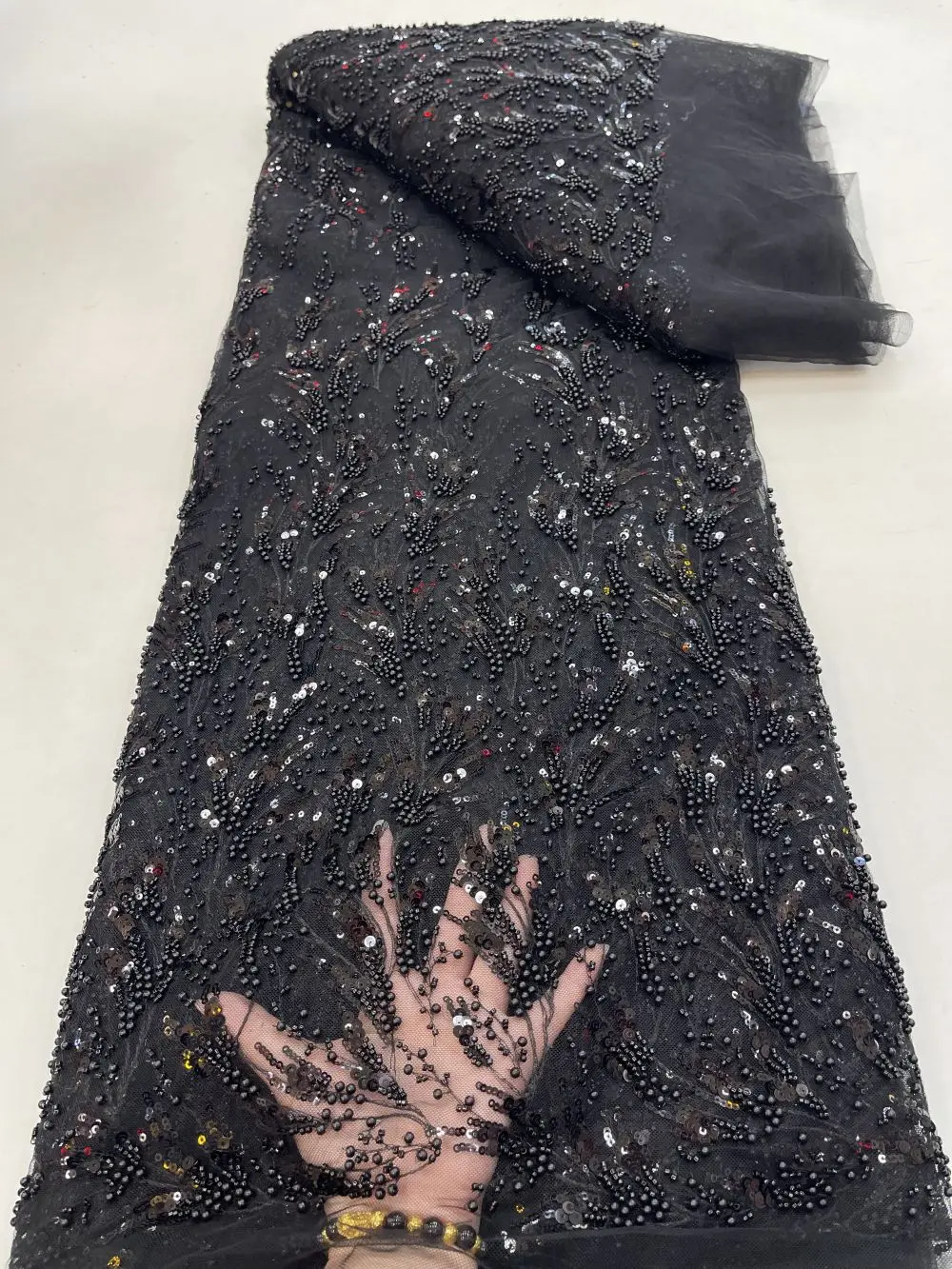 Black French Tulle Lace Fabric 5 Yards 2023 High Quality Nigerian Wedding Luxury Beads Sequins Embroidery African Lace Fabric
Black French Tulle Lace Fabric 5 Yards 2023 High Quality Nigerian Wedding Luxury Beads Sequins Embroidery African Lace Fabric