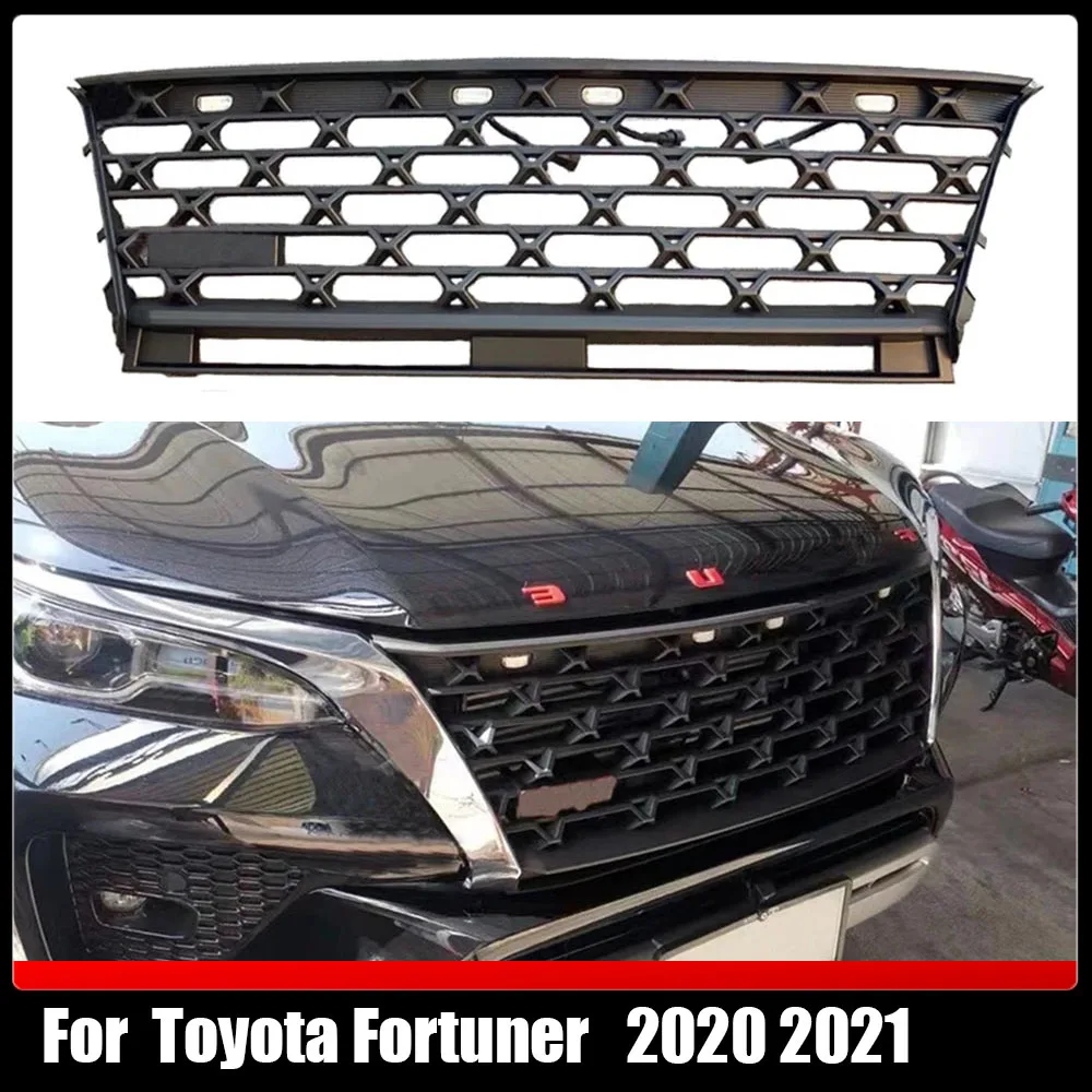 Car Modified Racing Grills Front Racing LED Grille Upper Bumper Grilles Auto Front Grill Mesh Mask For Toyota Fortuner 2020 2021
Car Modified Racing Grills Front Racing LED Grille Upper Bumper Grilles Auto Front Grill Mesh Mask For Toyota Fortuner 2020 2021