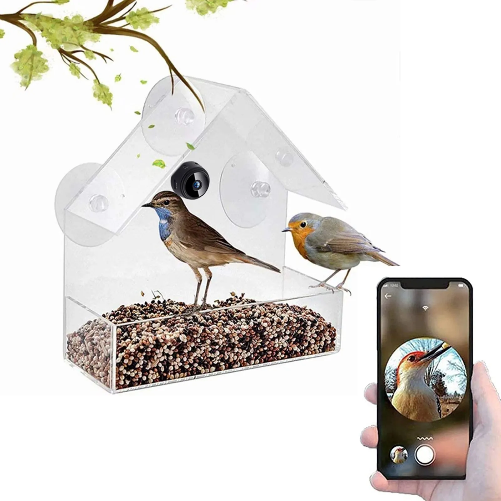 1PCS Bird Feeder With Camera Smart Bird Feeder With Suction Cups Bird Camera Feeder With Chain For Outdoor Hanging HD 720P
1PCS Bird Feeder With Camera Smart Bird Feeder With Suction Cups Bird Camera Feeder With Chain For Outdoor Hanging HD 720P