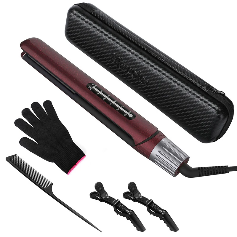 

Professional Hair Flat Iron 2 In 1 Hair Curler Dual Voltage Fast Heating Hair Straightener LCD Display Straightening Irons