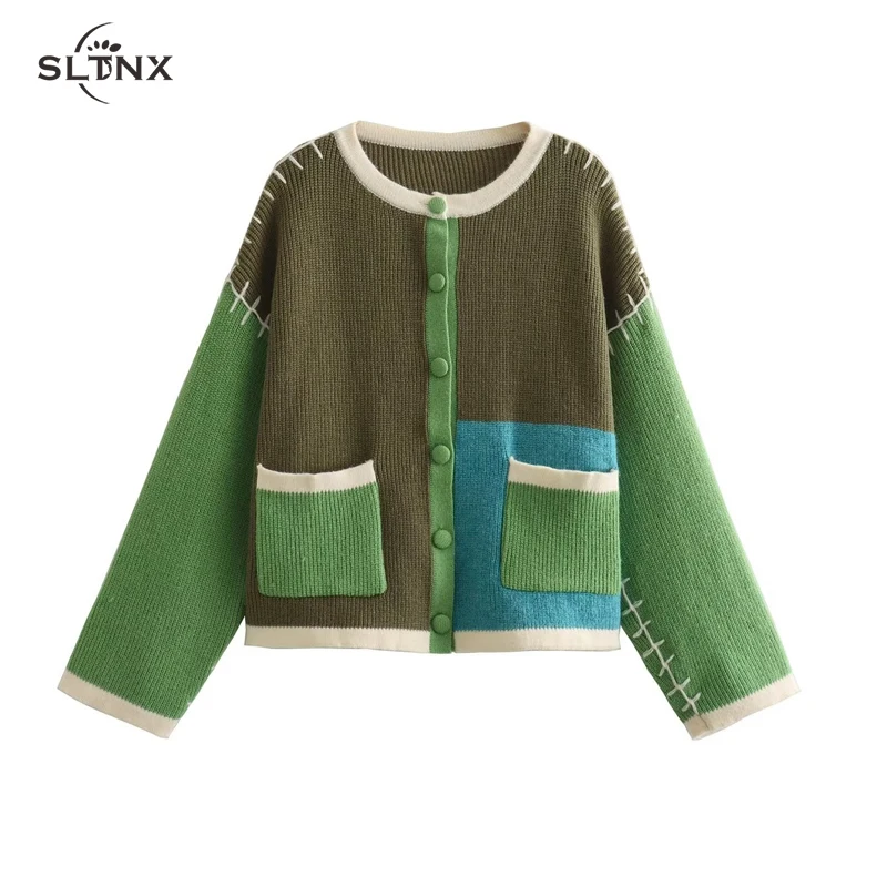 SLTNX Fashion Spliced Cardigans for Women 2023 Winter O-Neck Long Sleeve Sweater with Pockets Ladies Knitted Cardigan
SLTNX Fashion Spliced Cardigans for Women 2023 Winter O-Neck Long Sleeve Sweater with Pockets Ladies Knitted Cardigan