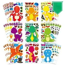 9pcs Cute Dinosaur Series Classic Toys Stickers Fashion DIY Funny Puzzle Cartoon Stickers For Kids Gift Box Decoration Sticker