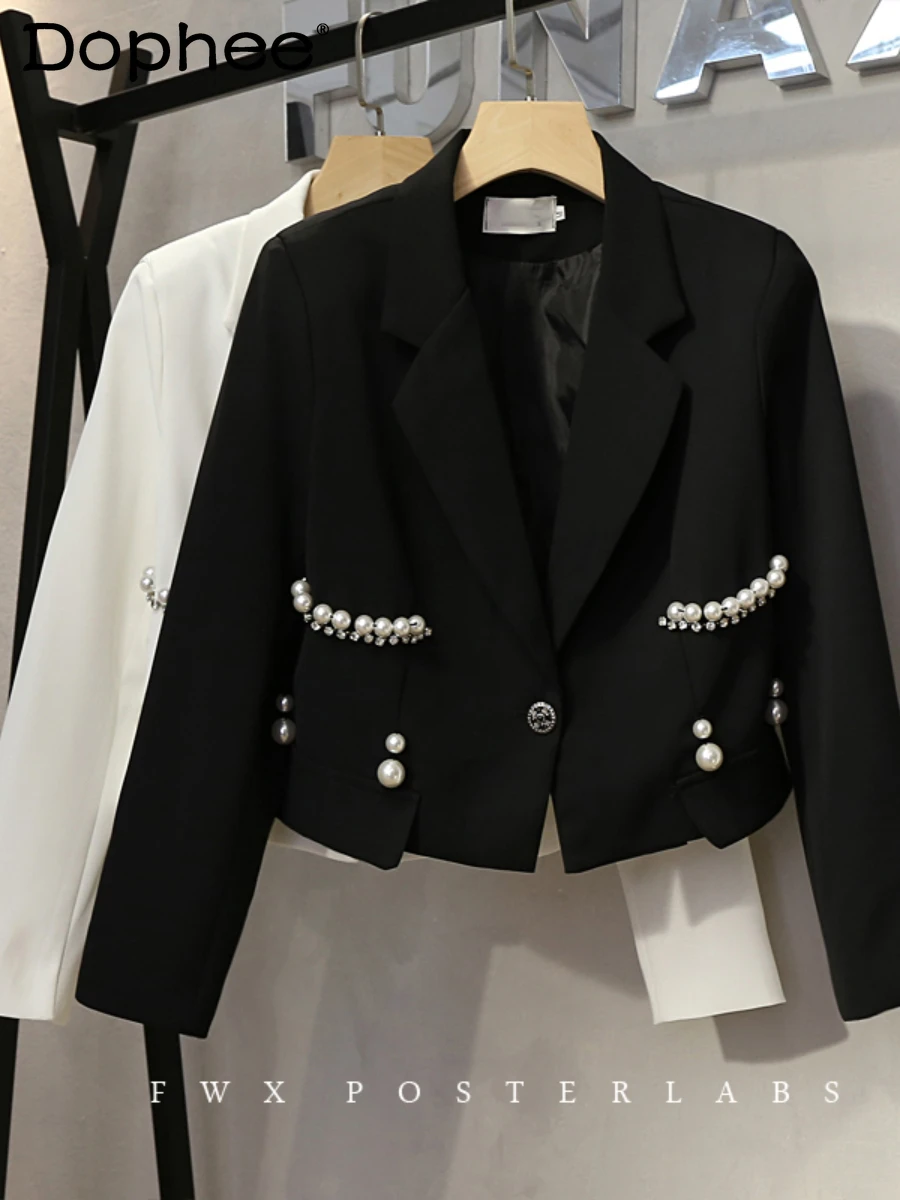 Loose Temperament Exquisite Rhinestone Pearl Suit Jacket Women's Office Ladies Short Suit Blazer Coat Top 2022 Fall New Clothes
Loose Temperament Exquisite Rhinestone Pearl Suit Jacket Women's Office Ladies Short Suit Blazer Coat Top 2022 Fall New Clothes