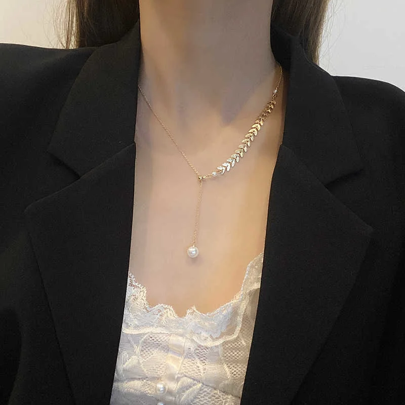 

New Brand Jewellery Women's Cool Style Wheat Spike Splicing Clavicle Chain Trend Women Bridal Wedding Necklaces for Women