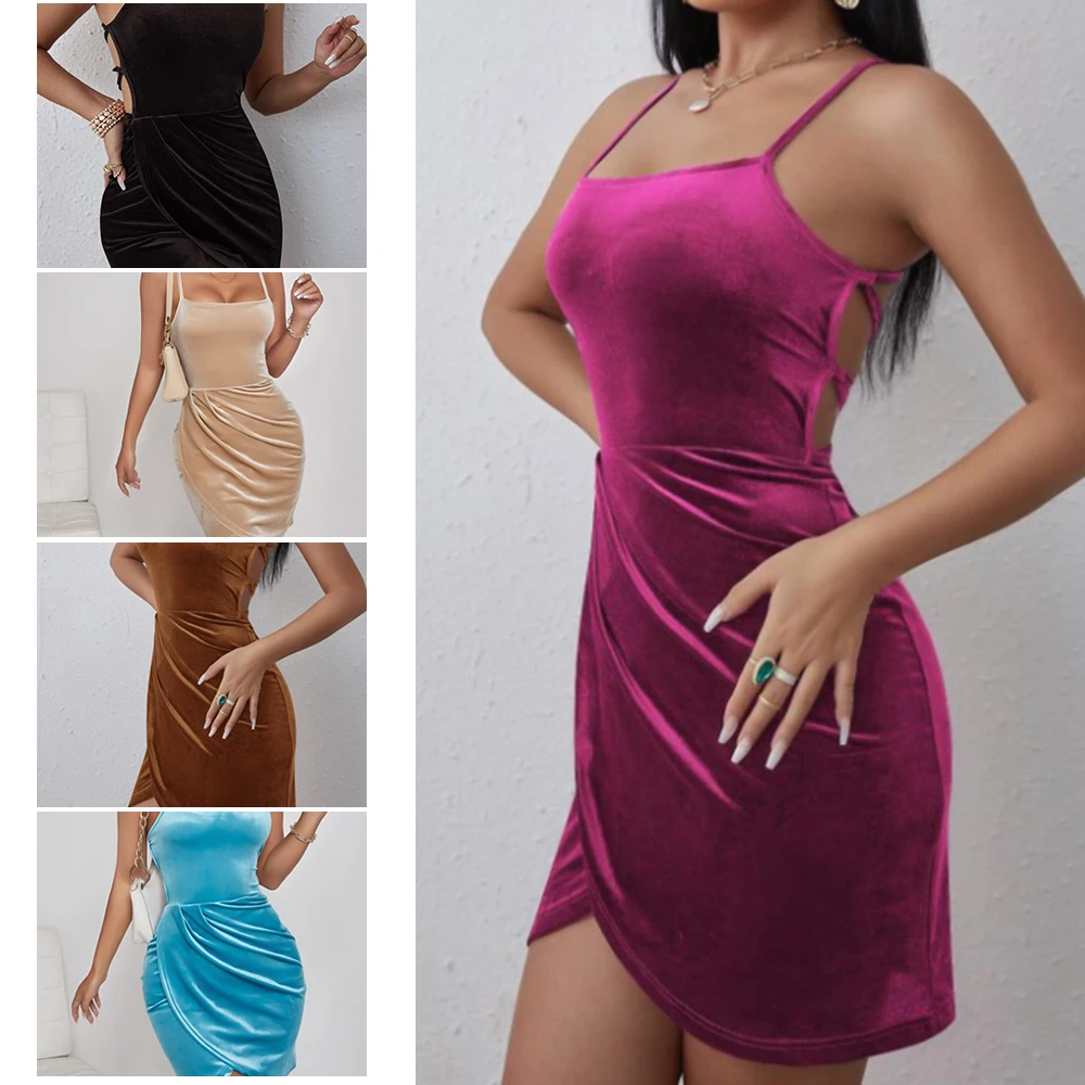 2022 Sleeveless Women Spaghetti Strap Tank Party Dress Halter Bandage Sexy Hollow Tie Back Slim Skirt Velvet Girl's Wearing
2022 Sleeveless Women Spaghetti Strap Tank Party Dress Halter Bandage Sexy Hollow Tie Back Slim Skirt Velvet Girl's Wearing