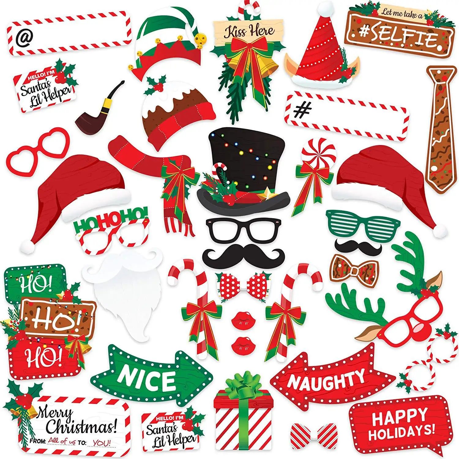 Cheereveal 38pcs Christmas Photo Booth Props Santa Claus Merry Christmas Glasses Christmas Festival Party Decoration Supplies
Cheereveal 38pcs Christmas Photo Booth Props Santa Claus Merry Christmas Glasses Christmas Festival Party Decoration Supplies