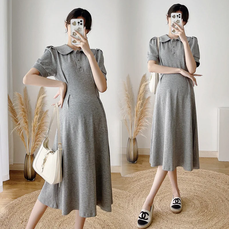 Summer Dress Sweet Lapel Pregnant Women's Skirts Simple New Puff Sleeves Pregnant Women's Long Skirts,maternity dress
Summer Dress Sweet Lapel Pregnant Women's Skirts Simple New Puff Sleeves Pregnant Women's Long Skirts,maternity dress