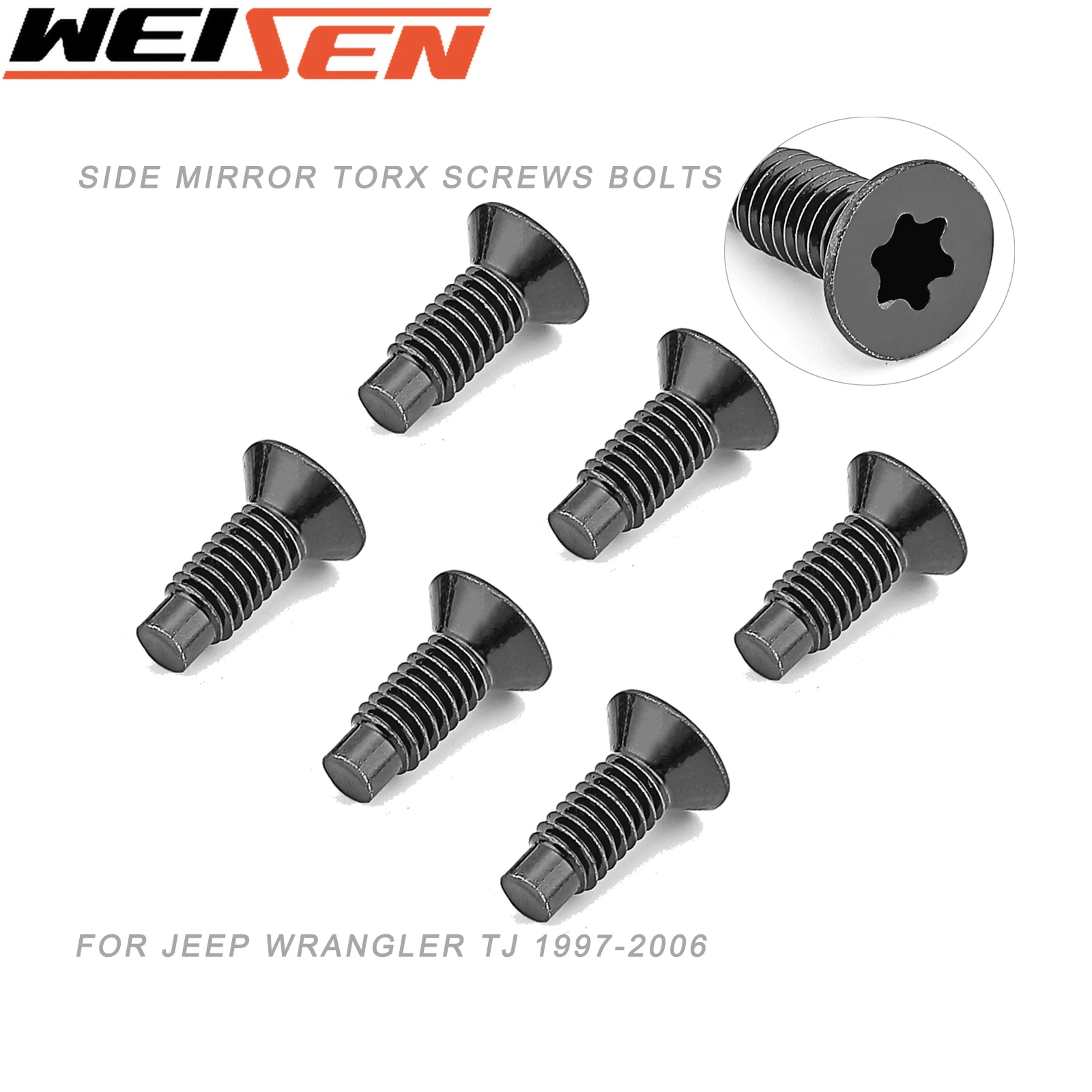 For Jeep Wrangler TJ 1997-2006 Carbon Steel Black Zinc Plating 6 PCS Carbon Black Side Mirror Torx Screws Bolts Car Accessories
For Jeep Wrangler TJ 1997-2006 Carbon Steel Black Zinc Plating 6 PCS Carbon Black Side Mirror Torx Screws Bolts Car Accessories