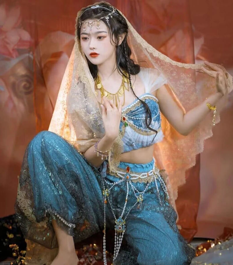 Индийское платье для танца живота Dunhuang, Женский карнавальный костюм принцессы жасмин для косплея, наряд для вечеринки, платье ханьфу, синие ...
Индийское платье для танца живота Dunhuang, Женский карнавальный костюм принцессы жасмин для косплея, наряд для вечеринки, платье ханьфу, синие ...