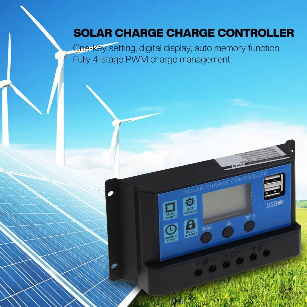 30A 12V-24V Auto 50V Solar Panel Charge Controller Regulator Collector Dual USB Display for Lead Acid Batteries LCD 
30A 12V-24V Auto 50V Solar Panel Charge Controller Regulator Collector Dual USB Display for Lead Acid Batteries LCD