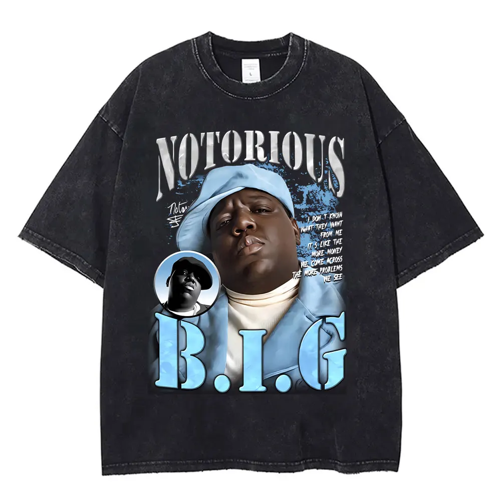 Випраная винтажная футболка Best Famous The Notorious Big в стиле хип-хоп рэпер футболки с