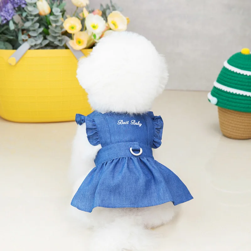 Denim Dog Dress Embroidered Vest Letter Dog Dresses for Small Dogs French Bulldog Clothes 
Denim Dog Dress Embroidered Vest Letter Dog Dresses for Small Dogs French Bulldog Clothes