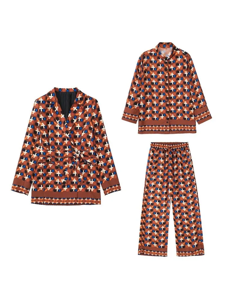Huaxiafan Women Fashion Printed Blazer Coat And Stand-up Shirts And High Elastic Waist Wide Leg Pants Female 3pc Sets Mujer
Huaxiafan Women Fashion Printed Blazer Coat And Stand-up Shirts And High Elastic Waist Wide Leg Pants Female 3pc Sets Mujer