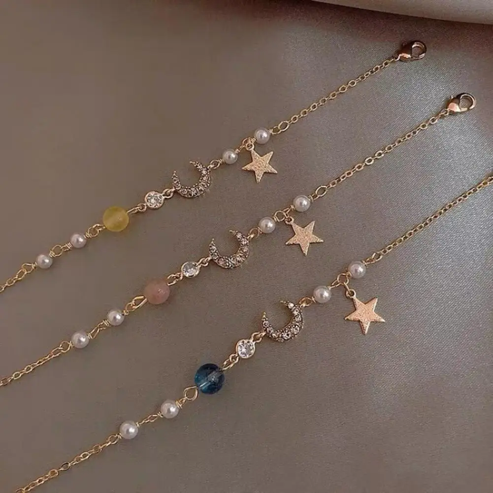 Jewelry Accessory Sweet Star Faux Pearl Moon Beads Alloy Adjustable Charming Chain Bracelet for Anniversary
Jewelry Accessory Sweet Star Faux Pearl Moon Beads Alloy Adjustable Charming Chain Bracelet for Anniversary