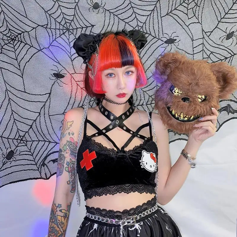 Оригинальный бюстгальтер Hello Kitty с вышивкой из мультфильма Sanrio из искусственной кожи подвесное нижнее белье для девушек Y2K Biack Kitty подтяжки Н...
Оригинальный бюстгальтер Hello Kitty с вышивкой из мультфильма Sanrio из искусственной кожи подвесное нижнее белье для девушек Y2K Biack Kitty подтяжки Н...