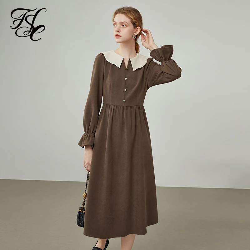 FANSILANEN Women's Winter New French Retro Doll Collar Dress Long Contrast Color Bottoming Waist Skirts Women Commuter Dress
FANSILANEN Women's Winter New French Retro Doll Collar Dress Long Contrast Color Bottoming Waist Skirts Women Commuter Dress