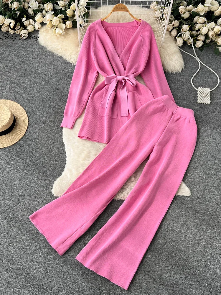 LIRUICHENG Winter Casual Two Pieces Suits Long Sleeve Knitted Cardigan Coat+Elastic Waist Wide Leg Pant Female Loose Sweater
LIRUICHENG Winter Casual Two Pieces Suits Long Sleeve Knitted Cardigan Coat+Elastic Waist Wide Leg Pant Female Loose Sweater