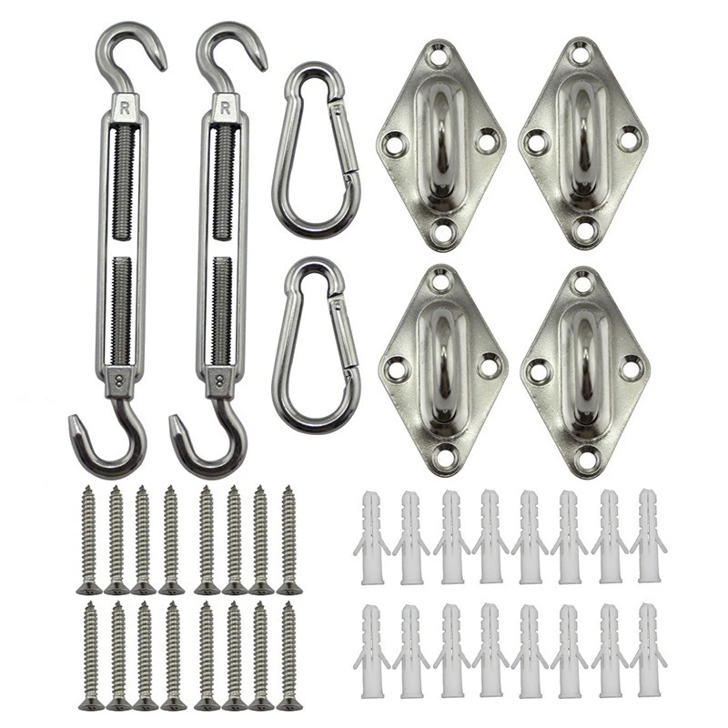 40PC Sun Shade Sail Canopy Fixing Accessories Stainless Steel Hardware Kit Eye Turnbuckle Snap Hook Screw Carabiner Clip
40PC Sun Shade Sail Canopy Fixing Accessories Stainless Steel Hardware Kit Eye Turnbuckle Snap Hook Screw Carabiner Clip