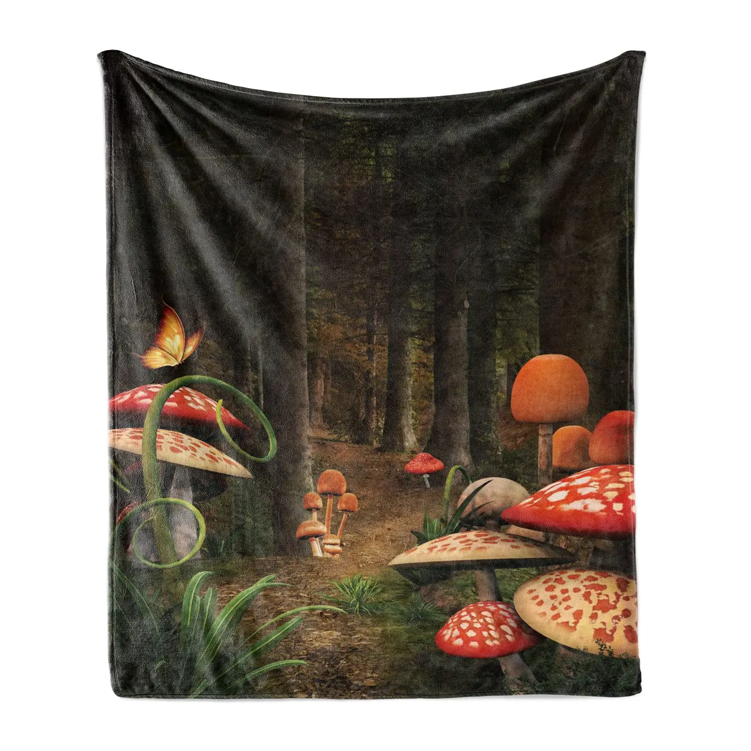 

Mushroom Soft Flannel Couch Blankets Boho Throw Blanket Mushrooms Deep Dark Forest Fantasy Nature Theme Cozy Bed Decor Gifts