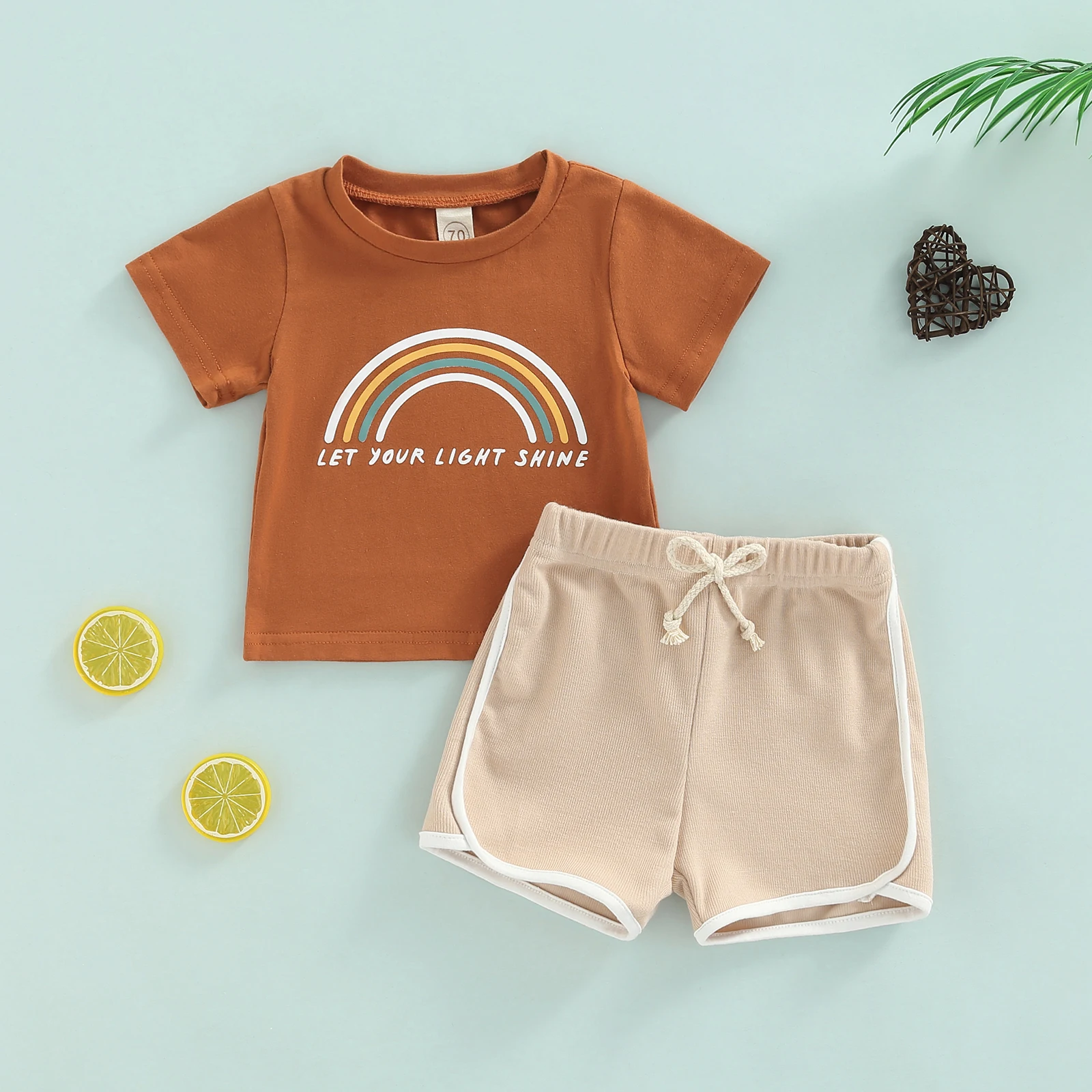2022 Newborn Two-Piece Outfits Clothes Baby Girl Boy Letter Rainbow Print Short Sleeve T-Shirt Elastic Drawstring Short Clothing
2022 Newborn Two-Piece Outfits Clothes Baby Girl Boy Letter Rainbow Print Short Sleeve T-Shirt Elastic Drawstring Short Clothing