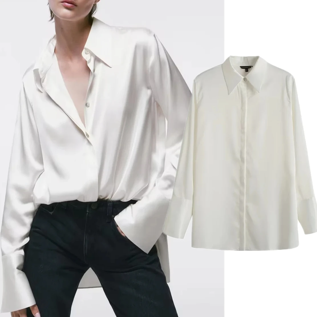 Maxdutti England Style Fashion Blouse Silk Satin Loose Long Sleeve Shirts Casual Blouse Women Tops
Maxdutti England Style Fashion Blouse Silk Satin Loose Long Sleeve Shirts Casual Blouse Women Tops