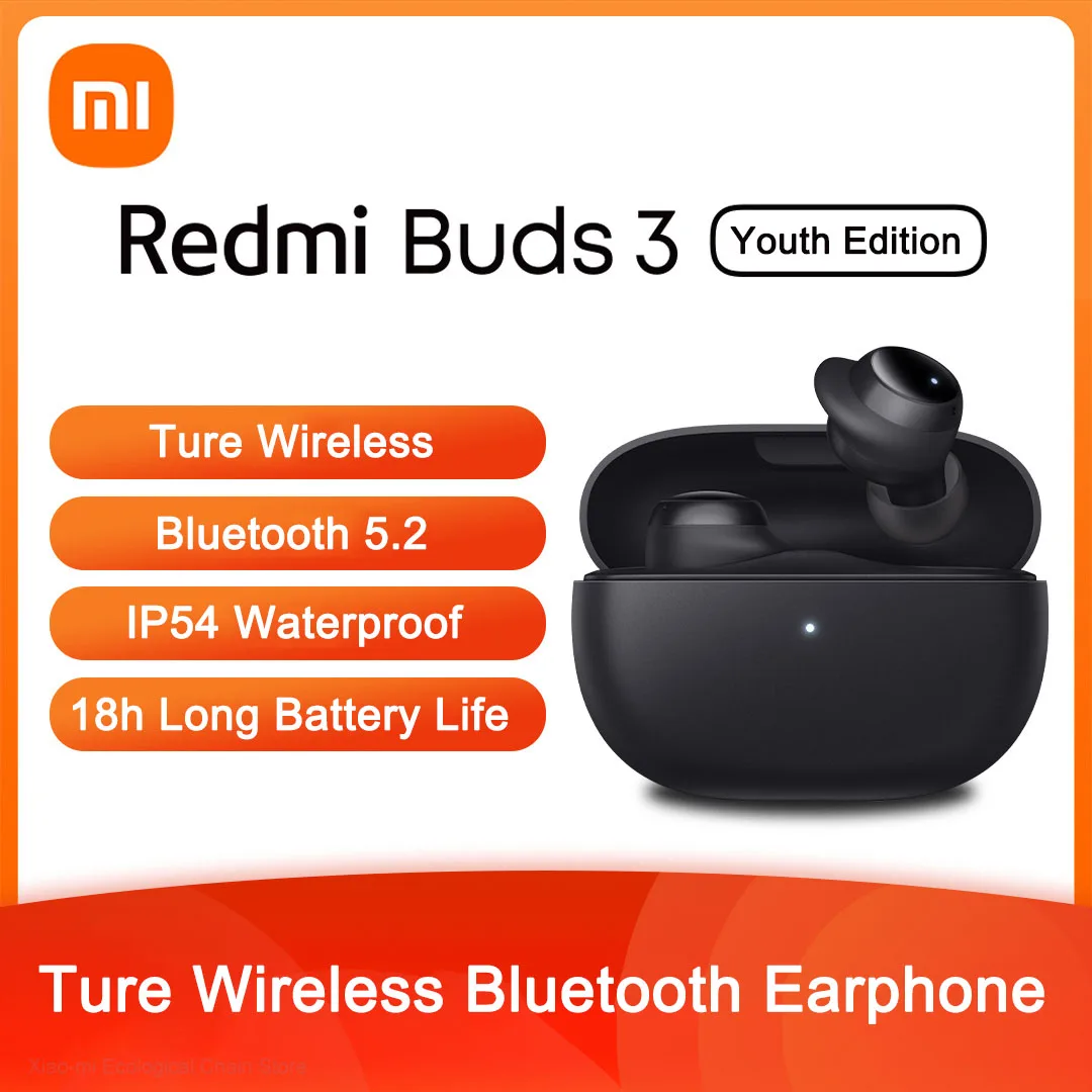 

Xiaomi Redmi Buds 3 Lite TWS Bluetooth 5.2 Earphone Headset IP54 18Hours Battery Mi Ture Wireless Earbuds3 Youth Edition M2110E1