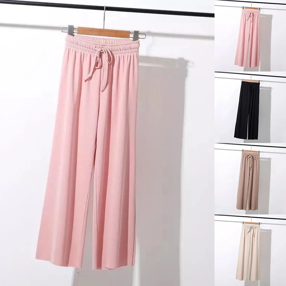 Woman Clothes Ice Silk Light Wide Leg Joggers Capris Pants Trousers Girl Solid Harajuku High Waist Loose Straight Casual Pants
Woman Clothes Ice Silk Light Wide Leg Joggers Capris Pants Trousers Girl Solid Harajuku High Waist Loose Straight Casual Pants