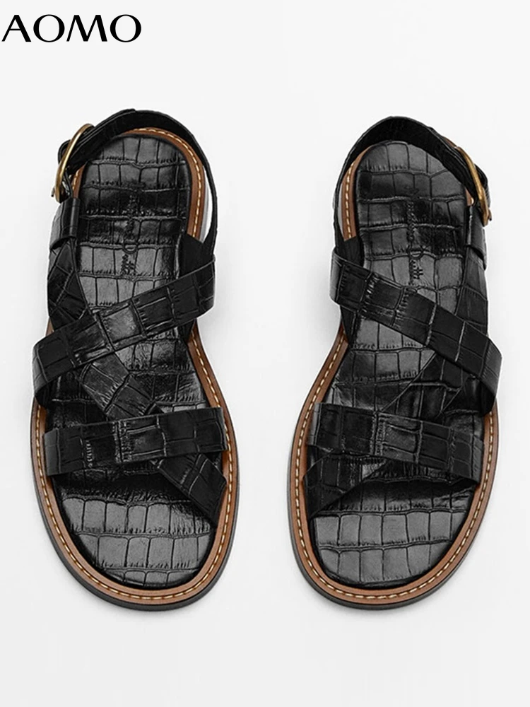 AOMO 2022 New Fashion Genuine Leather England Style Women Flat Sandals Casual Solid Simple Beach Shoes Female AZH60
AOMO 2022 New Fashion Genuine Leather England Style Women Flat Sandals Casual Solid Simple Beach Shoes Female AZH60