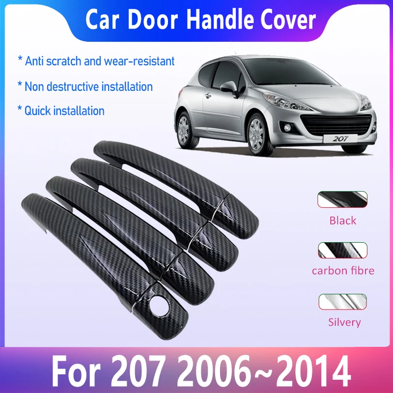 Крышка дверной ручки из углеродного волокна для Peugeot 207 2006 ~ 2014 RCup Epure умные внешние