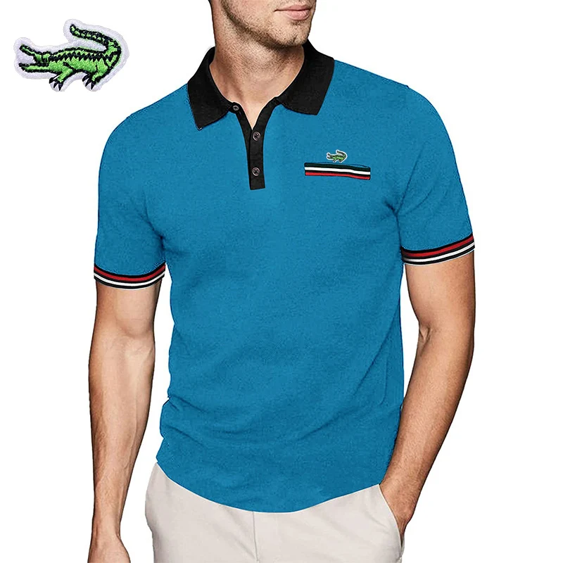 High Quality Men's Short Sleeve New Summer Brand Color Block Polo Shirt Breathable Top Business Casual Polo-shirt for Men
High Quality Men's Short Sleeve New Summer Brand Color Block Polo Shirt Breathable Top Business Casual Polo-shirt for Men