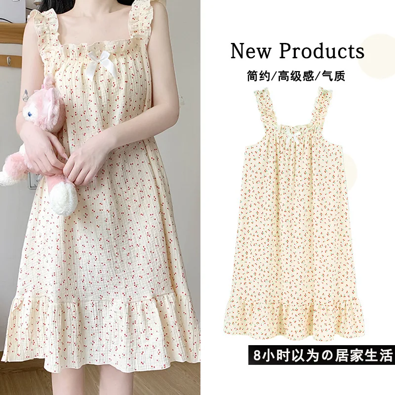 Summer Women's Floral Camisole Vest Dress Pajamas Kawaii Nightdress Casual Ruffled Shoulder Straps Sling Strip Women Night Gown
Summer Women's Floral Camisole Vest Dress Pajamas Kawaii Nightdress Casual Ruffled Shoulder Straps Sling Strip Women Night Gown