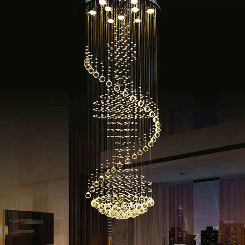 

Современная хрустальная люстра в форме спирали, роскошные потолочные светильники с утопленным креплением для прихожей, высоких потолочных...