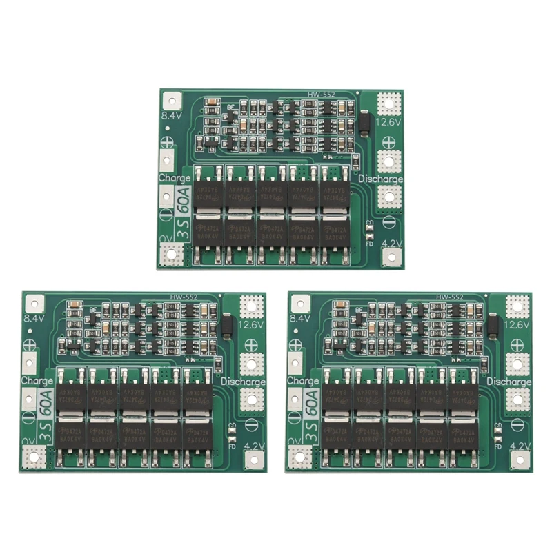 3X 3S 60A Bms Board 11.1V 12.6V 18650 Li-Ion Lithium Battery Protection Board Enhanced Version
3X 3S 60A Bms Board 11.1V 12.6V 18650 Li-Ion Lithium Battery Protection Board Enhanced Version