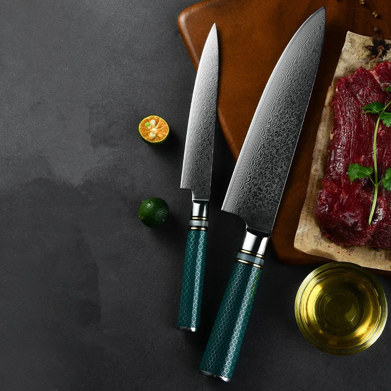 Japanese handle Damascus chef's knife 2 sets of 8-inch chef's knife home 6-inch universal knife vegetable knife cutting meat
Japanese handle Damascus chef's knife 2 sets of 8-inch chef's knife home 6-inch universal knife vegetable knife cutting meat