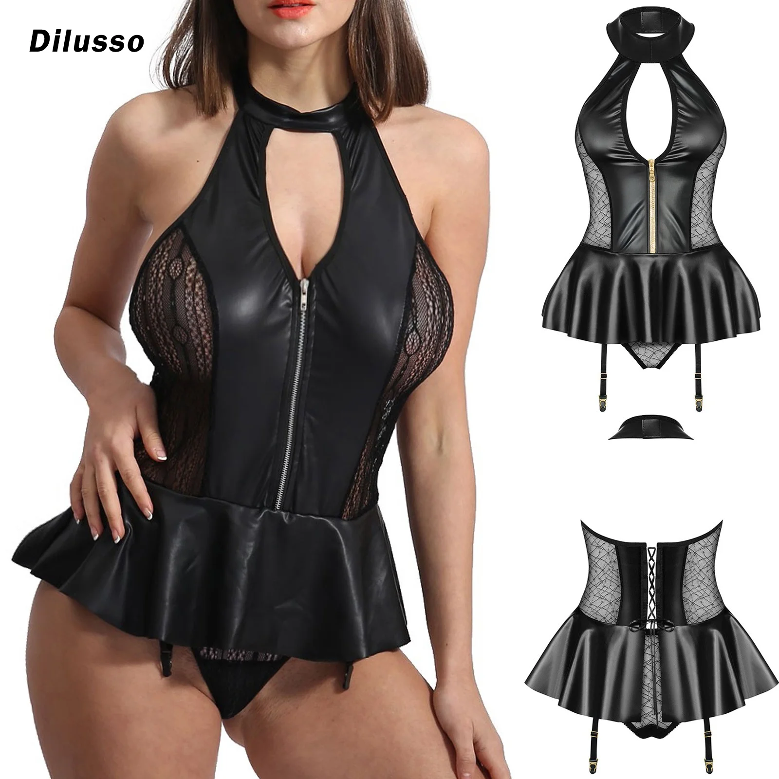 2022 Women Ladies Fashion Sexy Patent Leather Bodysuit Zipper One-piece Lingerie Lingerie Érotique Zipper Black Sexy Lingerie
2022 Women Ladies Fashion Sexy Patent Leather Bodysuit Zipper One-piece Lingerie Lingerie Érotique Zipper Black Sexy Lingerie
