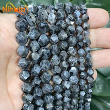 Faceted Black Labradorite Spacer Natural Loose Beads 6/8/10mm Handmade By Hand DIY for Jewelry Making Earrings Rings 14